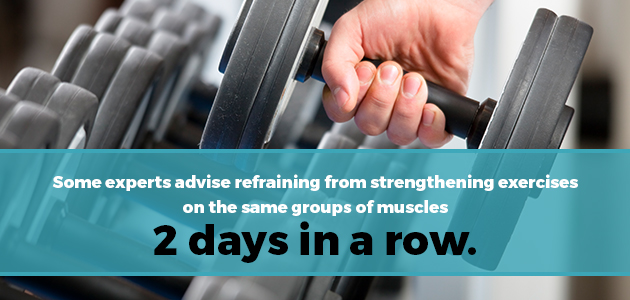 refrain from strengthening exercises on the same groups of muscles in a row