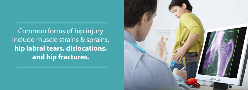 woman receives hip x-ray of hip injury