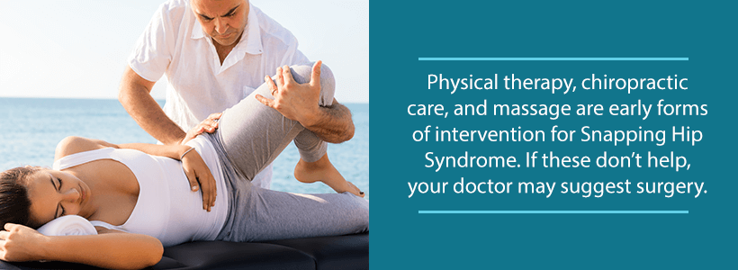 woman receiving chiropractic treatment for snapping hip syndrome